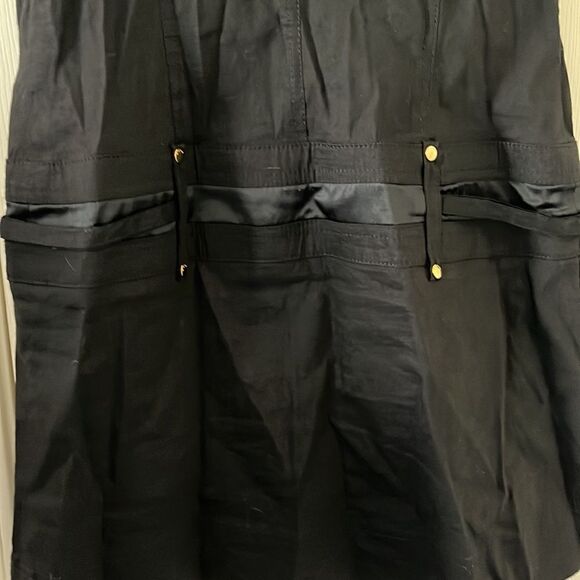 Y2K Bebe Black Gold Buttons Clasp Linen Blend Dress Feminine Club Event Party - Picture 6 of 11